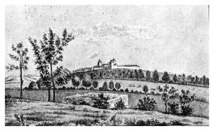 Gravură din 1860 – Mănăstirea Cotroceni şi moşia sa din Bucureşti